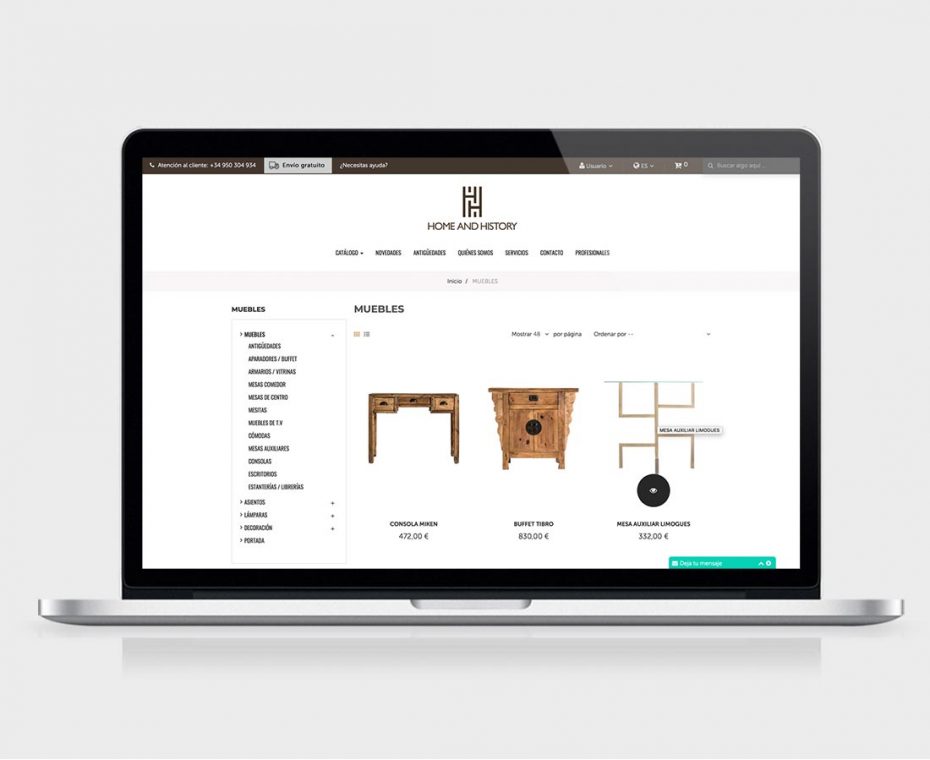 Diseño web - Tienda online Home and History